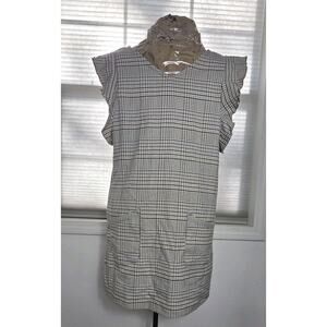 GB Girls Plaid Jumper Dress With Pockets And Cap Sleeves Sz XL